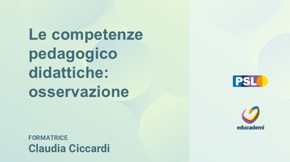 Le competenze pedagogico didattiche: osservazione
